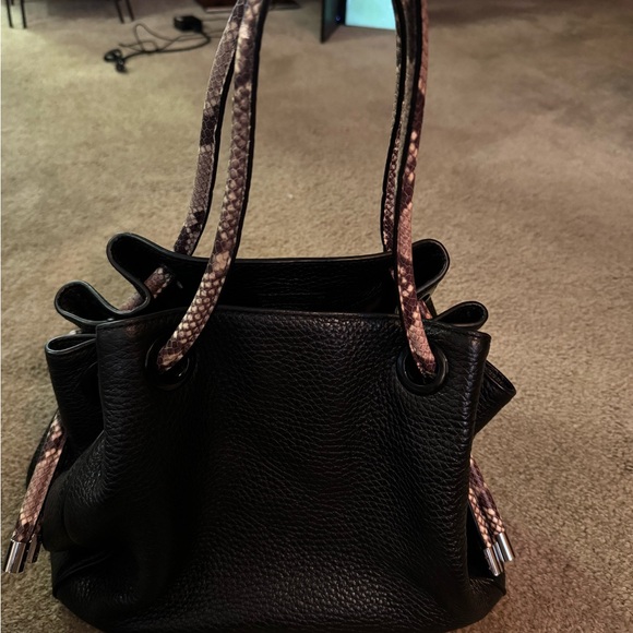 Michael Kors black handbag with snakeskin print handles - Picture 11 of 11